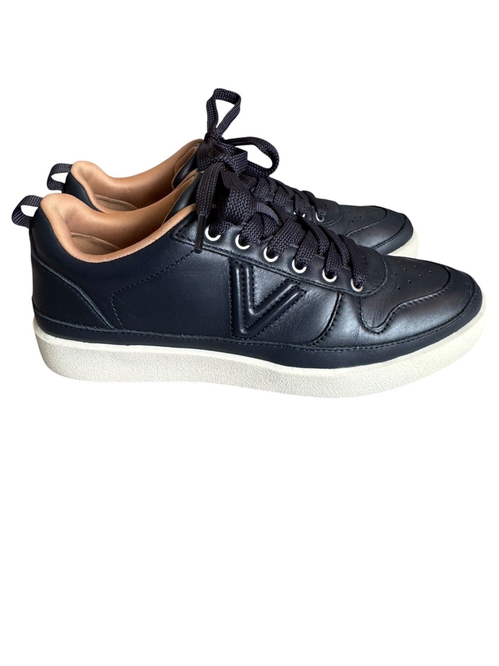 Women’s Vionic Elise Navy Leather Low-Top Sneakers with Cream Sole 6.5 - Picture 4 of 7